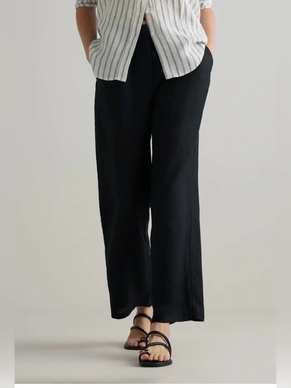 Quince 100% European Linen Pleated Trouser black size 10